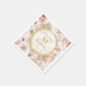 Boho Dusty Pink 80 Verjaardag servetten met bloeme (Hoek)