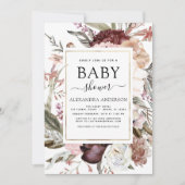 Boho Dusty Pink Burgundy Baby shower Kaart (Voorkant)