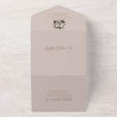 Boho Dusty Pink Floral Bouquet Wedding All In One Uitnodiging (Buitenkant)