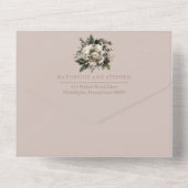 Boho Dusty Pink Floral Bouquet Wedding All In One Uitnodiging (Achterkant)