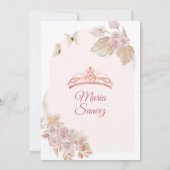 Boho Dusty Pink Floral Mexican Quinceañera Kaart (Achterkant)