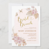 Boho Dusty Pink Floral Vrijgezellenfeest Brunch Kaart (Voorkant)