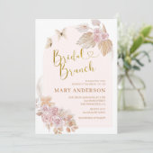 Boho Dusty Pink Floral Vrijgezellenfeest Brunch Kaart (Staand voorkant)