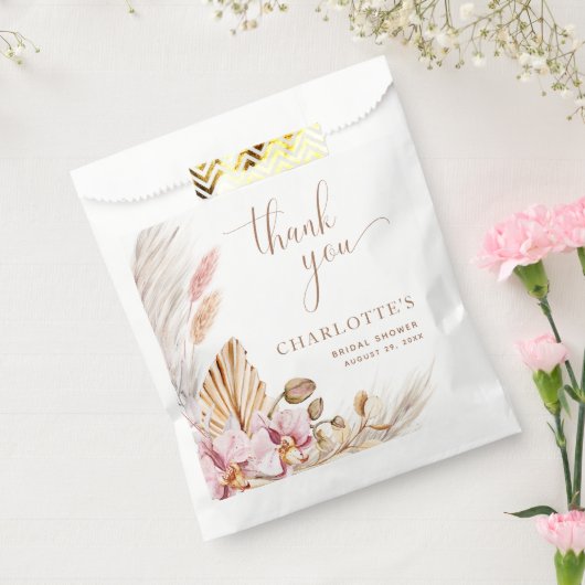 Boho Dusty Pink Gold Pampas Grass | VRIJGEZELLENFE Bedankzakje (Gezegeld)