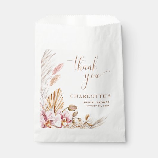 Boho Dusty Pink Gold Pampas Grass | VRIJGEZELLENFE Bedankzakje (Voorkant)