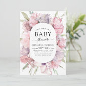 Boho Dusty Pink Paars Baby shower Uitnodiging (Staand voorkant)