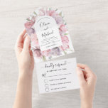 Boho Dusty Pink Paars Wedding Romantic RSVP All In One Uitnodiging<br><div class="desc">Boho Dusty Pink en Paarse Floral Botanical Greenery Waterverf Wedding Spring of Summer Wedding RSVP Uitnodigingen - omvat prachtige en elegante scripttypografie met moderne botanische bloemen en groen voor de speciale viering van de huwelijksdag.</div>