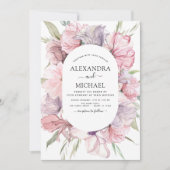 Boho Dusty Pink Paarse Wedding Uitnodiging (Voorkant)