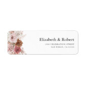 Boho Dusty Pink Pampas Floral Custom Address Label (Voorkant)