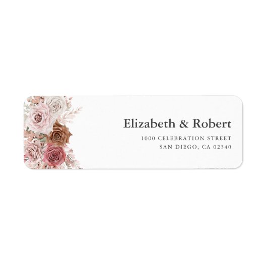 Boho Dusty Pink Pampas Floral Custom Address Label (Voorkant)