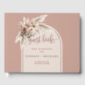Boho Dusty Pink Pampas Rozen bruiloft gastenboek (Voorkant)