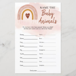 Boho Dusty Pink Rainbow Naam Baby Animals