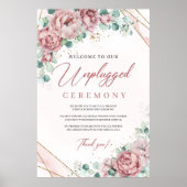 Boho dusty pink rose eucalyptus unplugged ceremony poster (Voorkant)