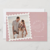 Boho Dusty Pink Stamp 2 Foto Kerstmis Feestdagenkaart (Voorkant)