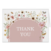 Boho Dusty Pink Wildflower Baby in Bloom Bedankt (Voorkant Horizontaal)