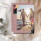 Boho Dusty Pink Wildflower Foto Save the Date