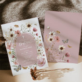 Boho Dusty Pink Wildflower Meadow Doop Kaart