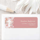 Boho Dusty roos Bloemdoop Adres Etiket (Insitu)