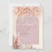BOHO Dusty Roos Coral PAMPAS GRASS Weddenschap Kaart (Voorkant)
