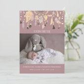 Boho Dusty Roos Dream Catcher Foto Birth Announce Aankondiging (Staand voorkant)