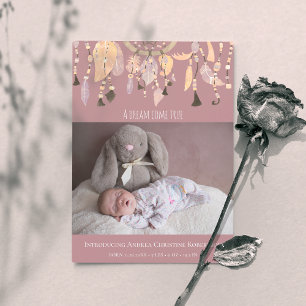 Boho Dusty Roos Dream Catcher Foto Birth Announce Aankondiging