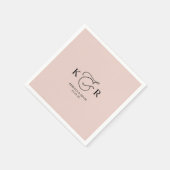 Boho Dusty Roos Elegant Monogram Wedding Napkins Servet (Hoek)