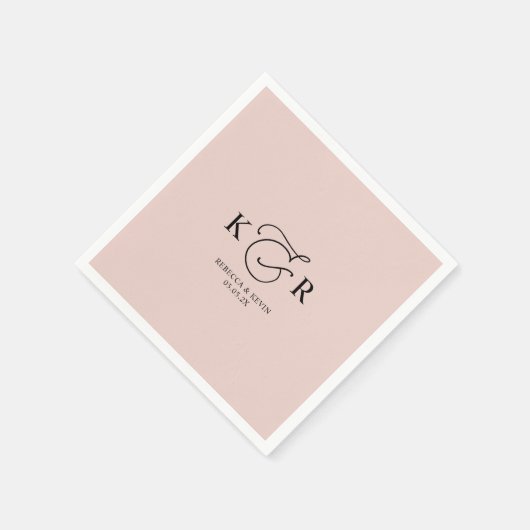 Boho Dusty Roos Elegant Monogram Wedding Napkins Servet (Hoek)