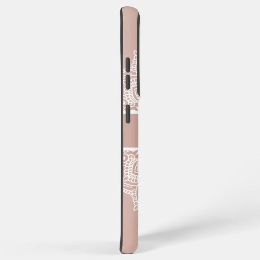 Boho Dusty Roos en Witte Mandala Custom Name Samsung Galaxy Hoesje (Rechterkant)