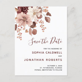 Boho Dusty Roos Eucalyptus Floral Save the Date Aankondigingskaart
