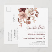 Boho Dusty Roos Eucalyptus Floral Save the Date Aankondigingskaart (Voorkant / Achterkant)