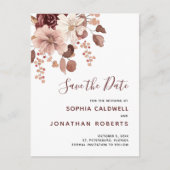 Boho Dusty Roos Eucalyptus Floral Save the Date Aankondigingskaart (Voorkant)