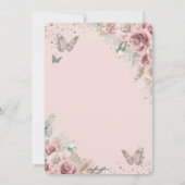 Boho Dusty Roos Floral Pampas Silver Quinceañera Kaart (Achterkant)