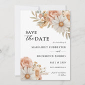 Boho Dusty Roos Floral Wedding Save the Date Kaart (Voorkant)