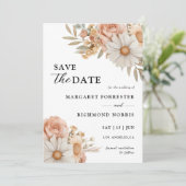 Boho Dusty Roos Floral Wedding Save the Date Kaart (Staand voorkant)