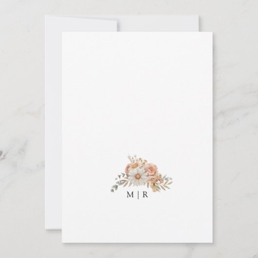 Boho Dusty Roos Floral Wedding Save the Date Kaart (Achterkant)