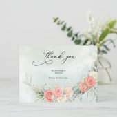 Boho Dusty Roos Groen en Goud Baby shower Bedankkaart (Staand voorkant)