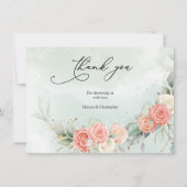 Boho Dusty Roos Groen en Goud Baby shower Bedankkaart (Voorkant)