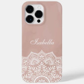 Boho Dusty Roos Mandala Aangepaste naam Case-Mate iPhone Case (Achterkant)