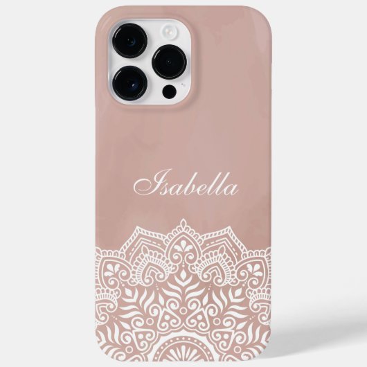 Boho Dusty Roos Mandala Aangepaste naam Case-Mate iPhone Case (Achterkant)