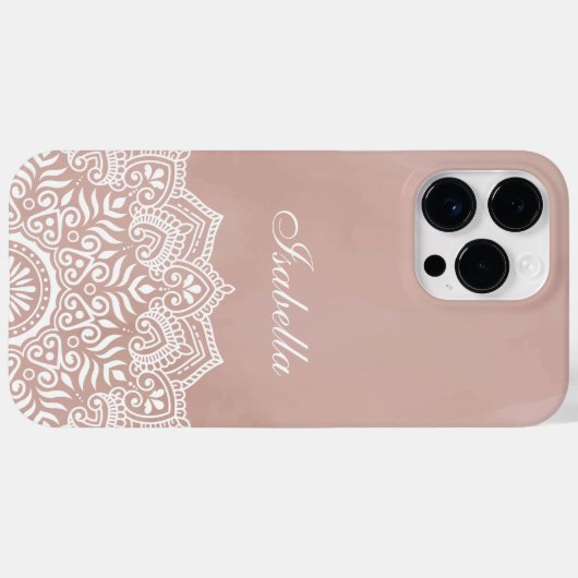Boho Dusty Roos Mandala Aangepaste naam Case-Mate iPhone Case (Achterkant (horizontaal))