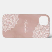 Boho Dusty Roos Mandala Aangepaste naam Case-Mate iPhone Case (Achterkant (horizontaal))