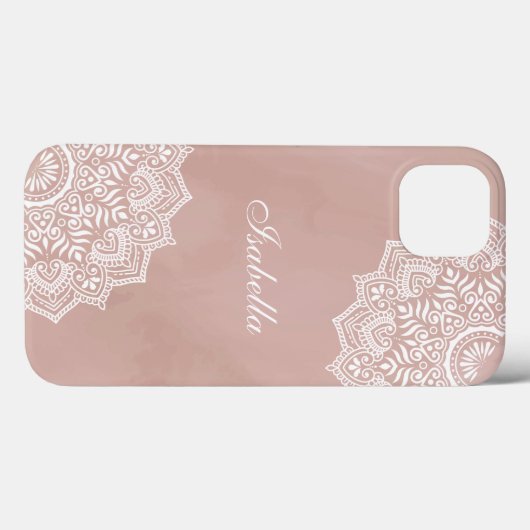 Boho Dusty Roos Mandala Aangepaste naam Case-Mate iPhone Case (Achterkant (horizontaal))