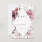 Boho Dusty Roos & Mauve Floral Lijst Wedding RSVP Kaartje (Voorkant)