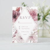 Boho Dusty Roos & Mauve Floral Lijst Wedding RSVP Kaartje (Staand voorkant)