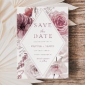 Boho Dusty Roos & Mauve Floral Lijst Wedding Save The Date