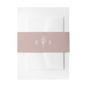 Boho Dusty Roos Minimalistische Botanicals Bruilof Uitnodigingen Wikkel