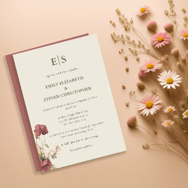 Boho Dusty Roos Monogrammed Hedendaagse Bruiloft Kaart