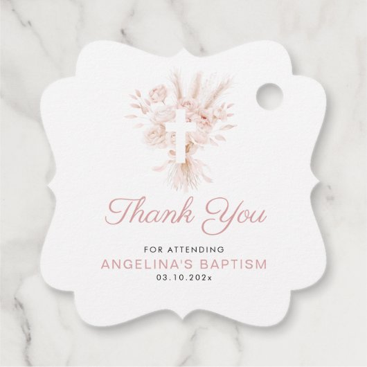 Boho Dusty roos pampas bloemendoop Bedankjes Labels (Achterkant)