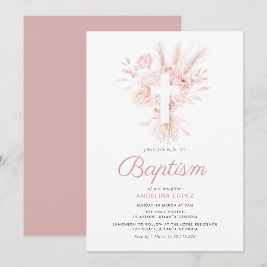 Boho Dusty roos pampas bloemendoop Kaart (Voorkant / Achterkant)