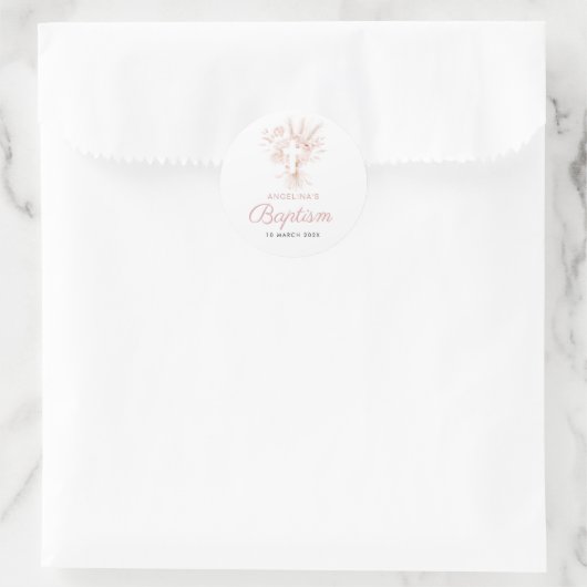 Boho Dusty roos pampas bloemendoop Ronde Sticker (Tas)